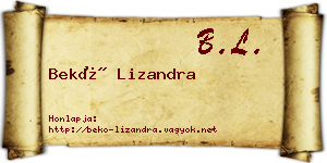 Bekő Lizandra névjegykártya